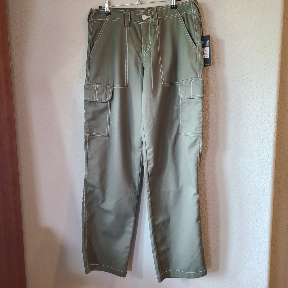 True Religion Womens 29 Green Military Cargo Pants Kalamata NWT $139‎